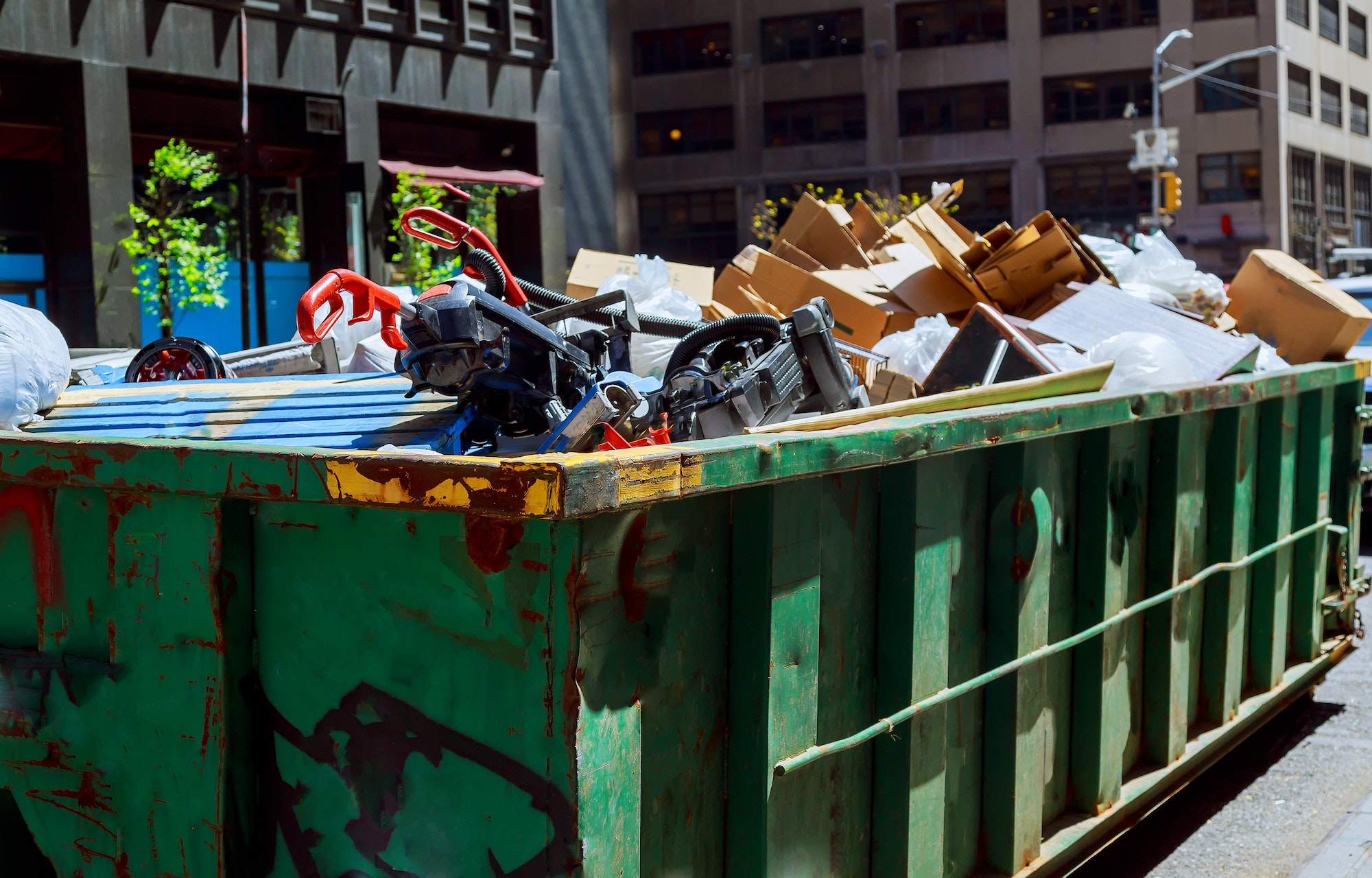 New York City Manhattan container Over flowing Dumpsters being full with garbage